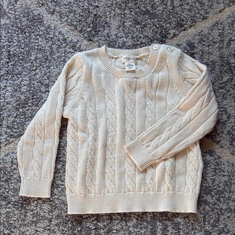 Toddlers Crewcuts Cream Cable Knit Crew Neck Sweater